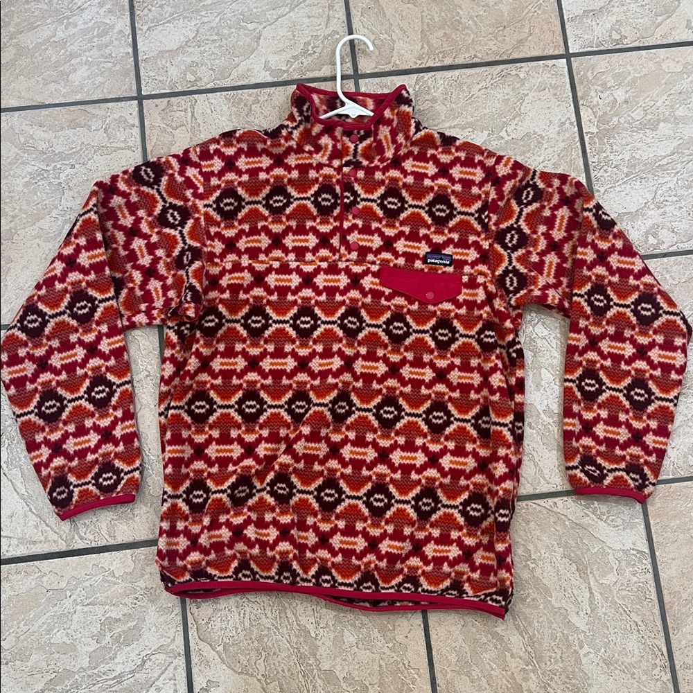 Patagonia Women’s Size Large Synchilla Snap T Aztec Fleece Pullover Jacket Top